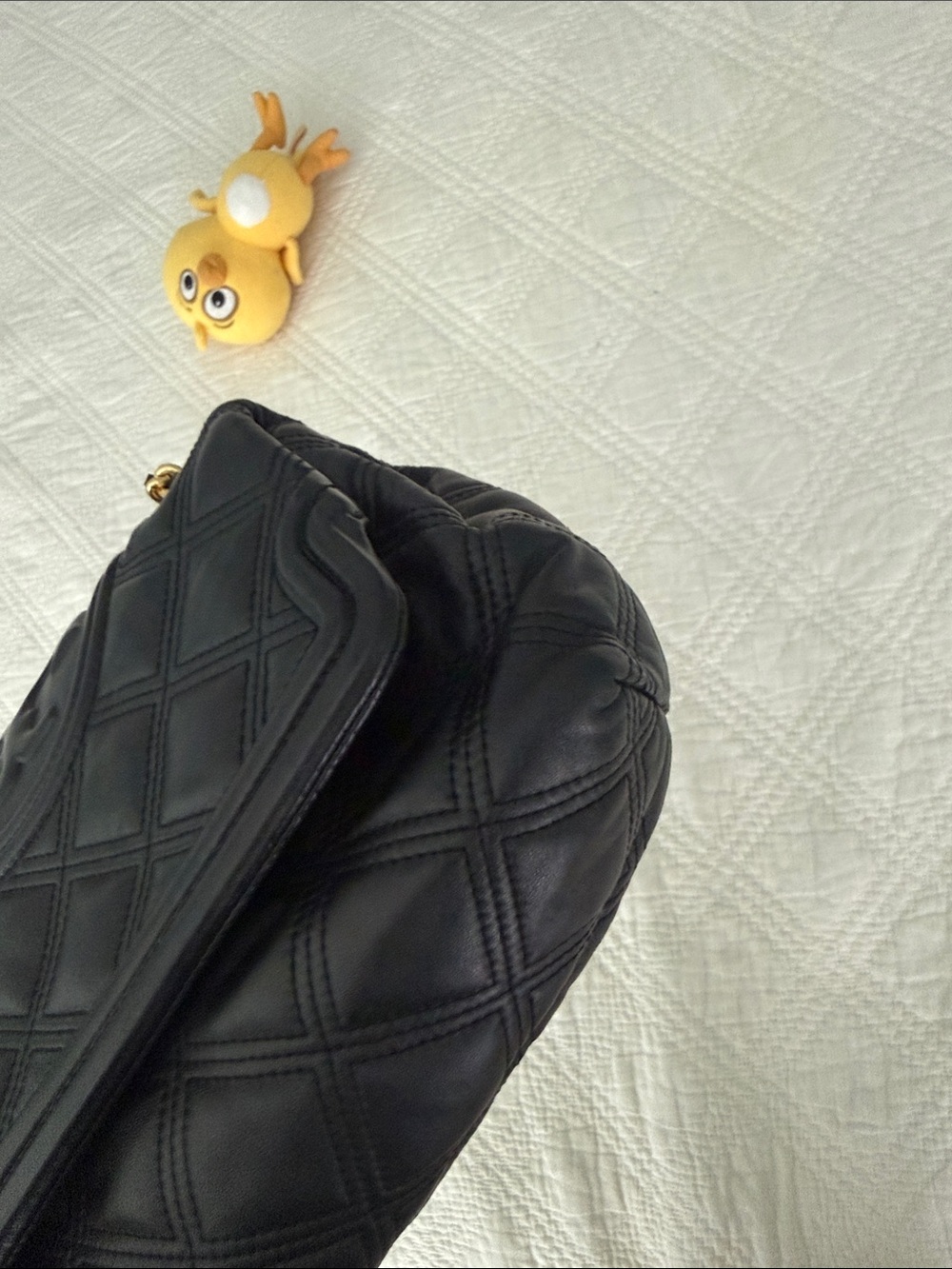 Tory Burch Fleming Quilted Soft Leather Convertible Shoulder Bag Black GoldChain - Picture 12 of 16